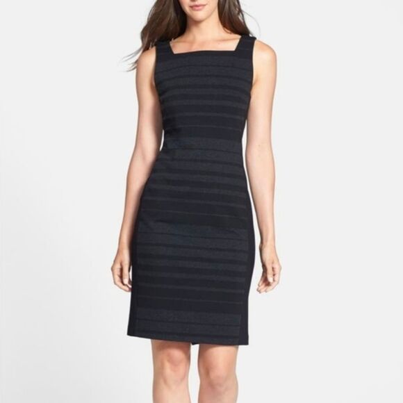 Eileen Fisher/Black Striped Dress Sz 2 - Picture 1 of 5